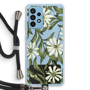 CaseCompany Wit bloemenpatroon: Samsung Galaxy A52 Transparant Hoesje met koord