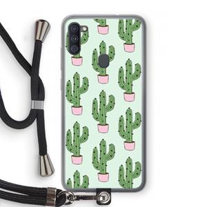 CaseCompany Cactus Lover: Samsung Galaxy A11 Transparant Hoesje met koord