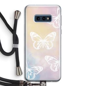 CaseCompany White butterfly: Samsung Galaxy S10e Transparant Hoesje met koord