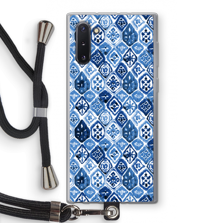 CaseCompany Blauw motief: Samsung Galaxy Note 10 Transparant Hoesje met koord