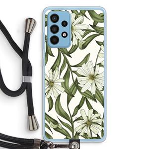 CaseCompany Wit bloemenpatroon: Samsung Galaxy A52 Transparant Hoesje met koord