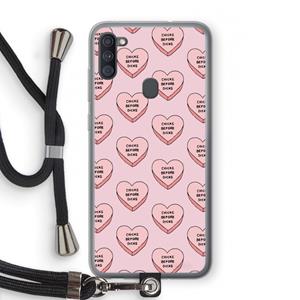 CaseCompany Chicks before dicks: Samsung Galaxy A11 Transparant Hoesje met koord
