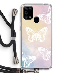 CaseCompany White butterfly: Samsung Galaxy M31 Transparant Hoesje met koord