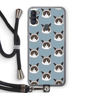 CaseCompany It's a Purrr Case: Samsung Galaxy A11 Transparant Hoesje met koord