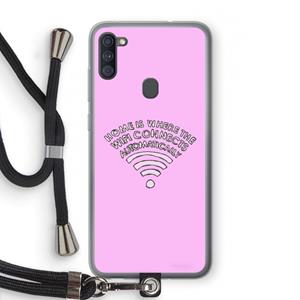 CaseCompany Home Is Where The Wifi Is: Samsung Galaxy A11 Transparant Hoesje met koord