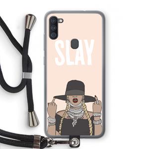 CaseCompany Slay All Day: Samsung Galaxy A11 Transparant Hoesje met koord