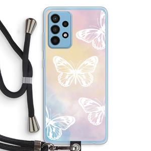 CaseCompany White butterfly: Samsung Galaxy A52 Transparant Hoesje met koord