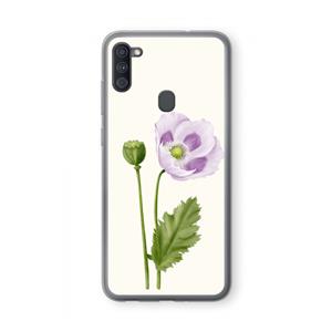 CaseCompany Purple poppy: Samsung Galaxy A11 Transparant Hoesje