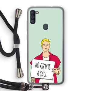 CaseCompany Gimme a call: Samsung Galaxy A11 Transparant Hoesje met koord