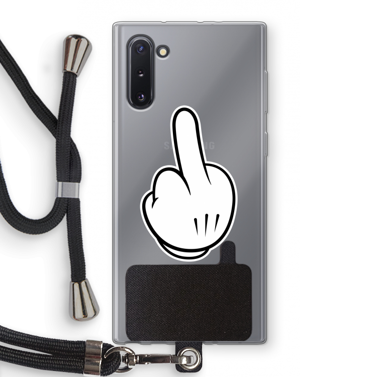 CaseCompany Middle finger black: Samsung Galaxy Note 10 Transparant Hoesje met koord