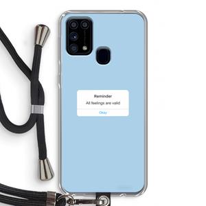 CaseCompany Reminder: Samsung Galaxy M31 Transparant Hoesje met koord