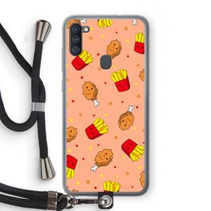 CaseCompany Chicken 'n Fries: Samsung Galaxy A11 Transparant Hoesje met koord