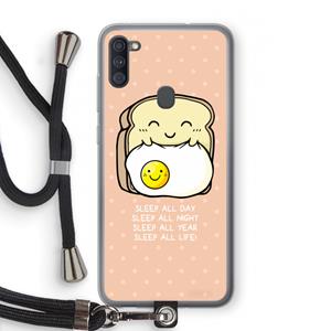 CaseCompany Sleep All Day: Samsung Galaxy A11 Transparant Hoesje met koord