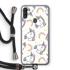 CaseCompany Rainbow Unicorn: Samsung Galaxy A11 Transparant Hoesje met koord