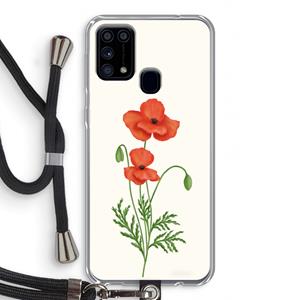 CaseCompany Red poppy: Samsung Galaxy M31 Transparant Hoesje met koord