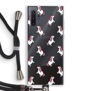 CaseCompany Eenhoorns overal: Samsung Galaxy Note 10 Plus Transparant Hoesje met koord