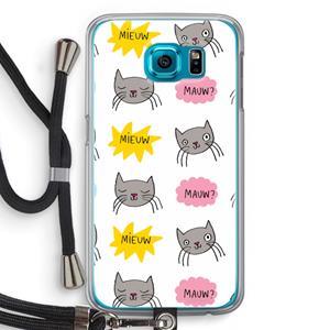 CaseCompany Meow: Samsung Galaxy S6 Transparant Hoesje met koord