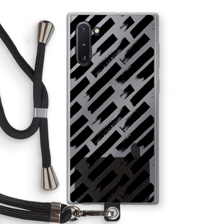 CaseCompany Zwarte vegen: Samsung Galaxy Note 10 Transparant Hoesje met koord