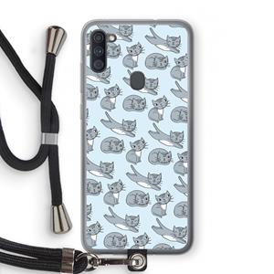 CaseCompany Poezen: Samsung Galaxy A11 Transparant Hoesje met koord