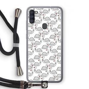 CaseCompany Zwanen: Samsung Galaxy A11 Transparant Hoesje met koord