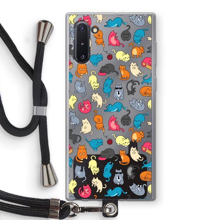 CaseCompany Kleurrijke katten: Samsung Galaxy Note 10 Transparant Hoesje met koord