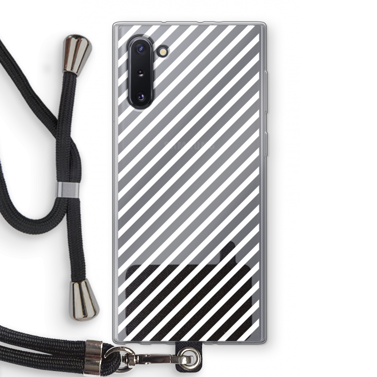 CaseCompany Strepen zwart-wit: Samsung Galaxy Note 10 Transparant Hoesje met koord