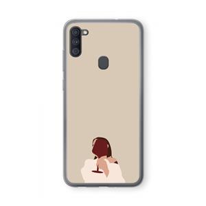 CaseCompany I drink wine: Samsung Galaxy A11 Transparant Hoesje