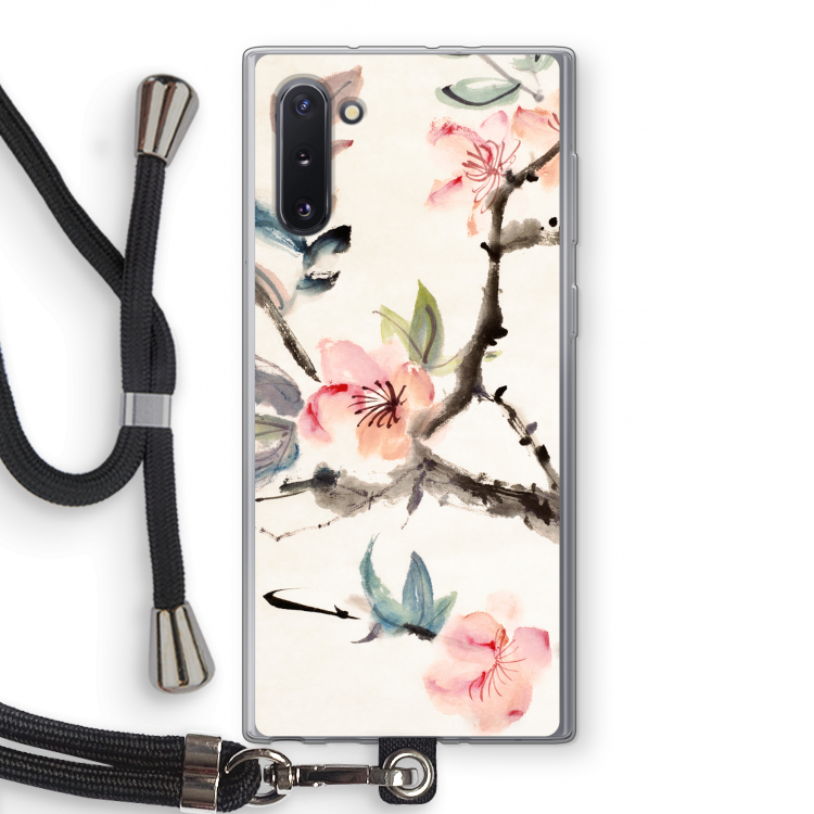 CaseCompany Japanse bloemen: Samsung Galaxy Note 10 Transparant Hoesje met koord