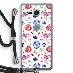 CaseCompany Bloemetjes: Sony Xperia XZ2 Compact Transparant Hoesje met koord