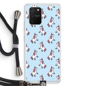 CaseCompany Eenhoorns overal: Samsung Galaxy S10 Lite Transparant Hoesje met koord