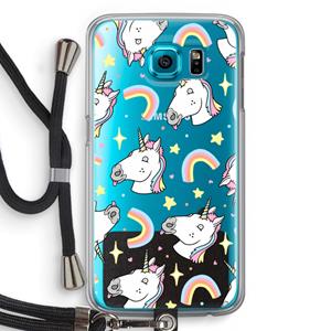 CaseCompany Rainbow Unicorn: Samsung Galaxy S6 Transparant Hoesje met koord