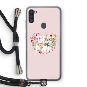 CaseCompany GRL PWR Flower: Samsung Galaxy A11 Transparant Hoesje met koord