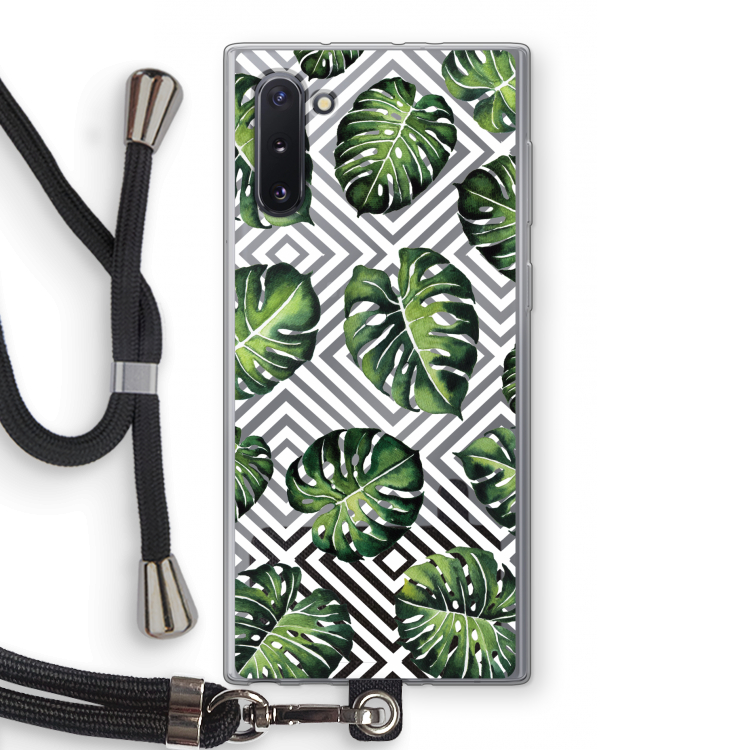 CaseCompany Geometrische jungle: Samsung Galaxy Note 10 Transparant Hoesje met koord