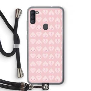 CaseCompany Ass 'n Titties: Samsung Galaxy A11 Transparant Hoesje met koord
