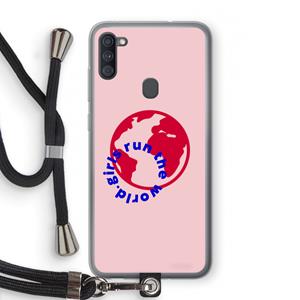 CaseCompany Run The World: Samsung Galaxy A11 Transparant Hoesje met koord