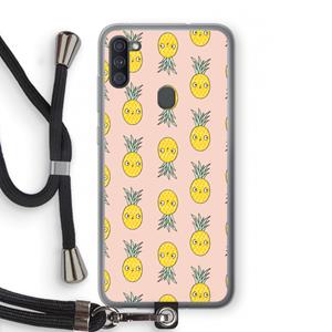 CaseCompany Ananas: Samsung Galaxy A11 Transparant Hoesje met koord