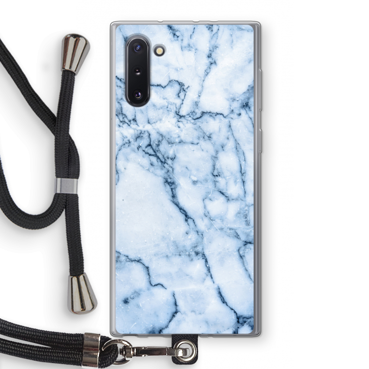 CaseCompany Blauw marmer: Samsung Galaxy Note 10 Transparant Hoesje met koord