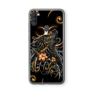CaseCompany Huilende Wolf: Samsung Galaxy A11 Transparant Hoesje