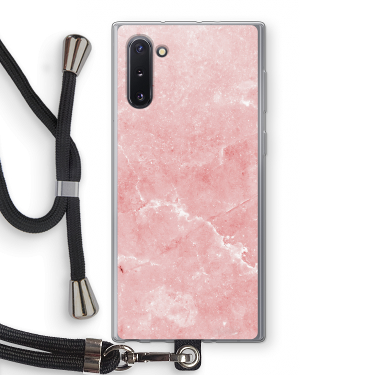 CaseCompany Roze marmer: Samsung Galaxy Note 10 Transparant Hoesje met koord