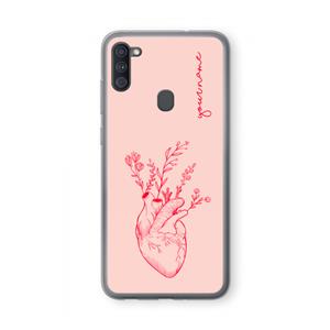 CaseCompany Blooming Heart: Samsung Galaxy A11 Transparant Hoesje