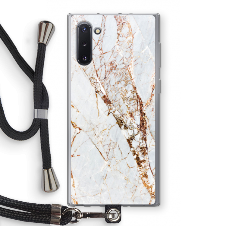 CaseCompany Goud marmer: Samsung Galaxy Note 10 Transparant Hoesje met koord