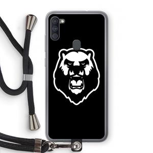 CaseCompany Angry Bear (black): Samsung Galaxy A11 Transparant Hoesje met koord