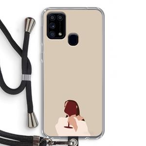 CaseCompany I drink wine: Samsung Galaxy M31 Transparant Hoesje met koord