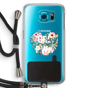 CaseCompany GRL PWR Flower: Samsung Galaxy S6 Transparant Hoesje met koord