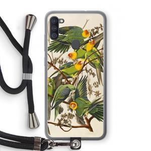 CaseCompany Carolinaparkiet: Samsung Galaxy A11 Transparant Hoesje met koord