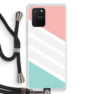 CaseCompany Strepen pastel: Samsung Galaxy S10 Lite Transparant Hoesje met koord