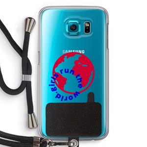 CaseCompany Run The World: Samsung Galaxy S6 Transparant Hoesje met koord