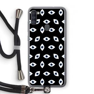 CaseCompany Eyes pattern: Samsung Galaxy A11 Transparant Hoesje met koord