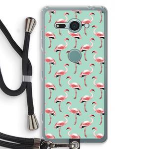 CaseCompany Flamingoprint groen: Sony Xperia XZ2 Compact Transparant Hoesje met koord