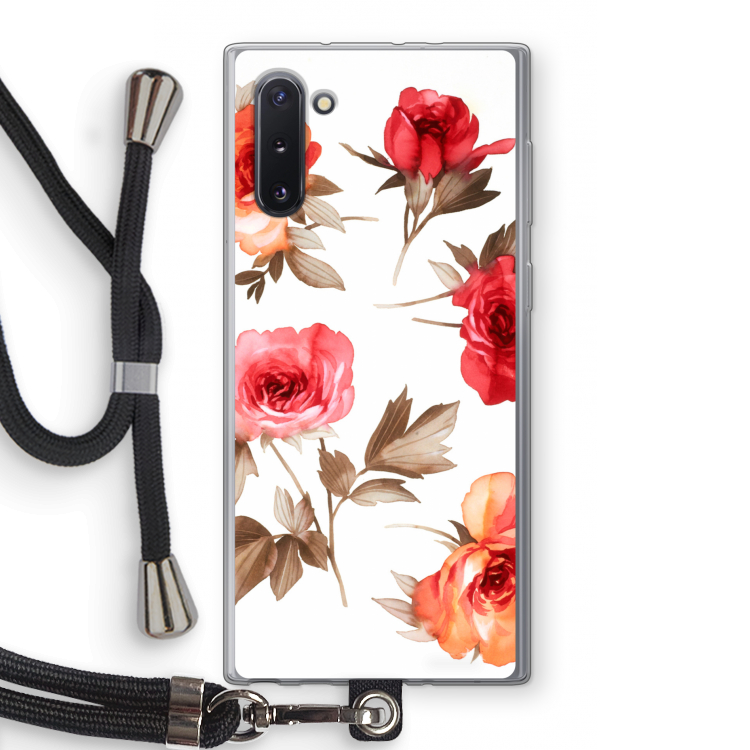 CaseCompany Roosjes: Samsung Galaxy Note 10 Transparant Hoesje met koord